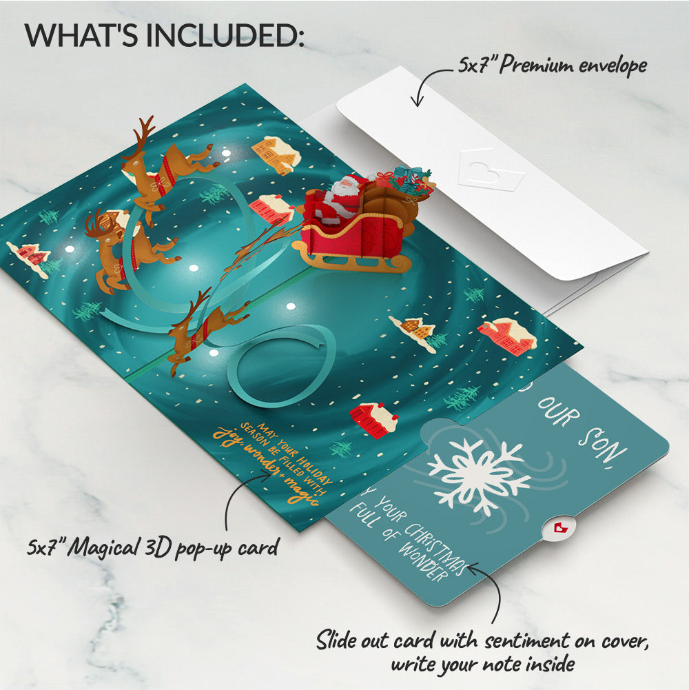 Magic of Christmas Santa's Sleigh Light-Up Pop-Up Card and Sentiment Set for Son