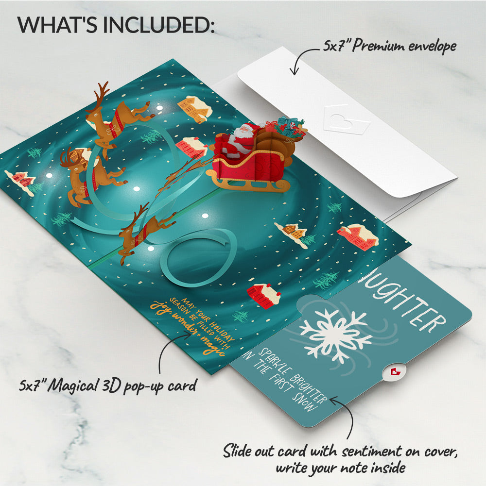 Magic of Christmas Santa's Sleigh Light-Up Pop-Up Card and Sentiment Set for Daughter