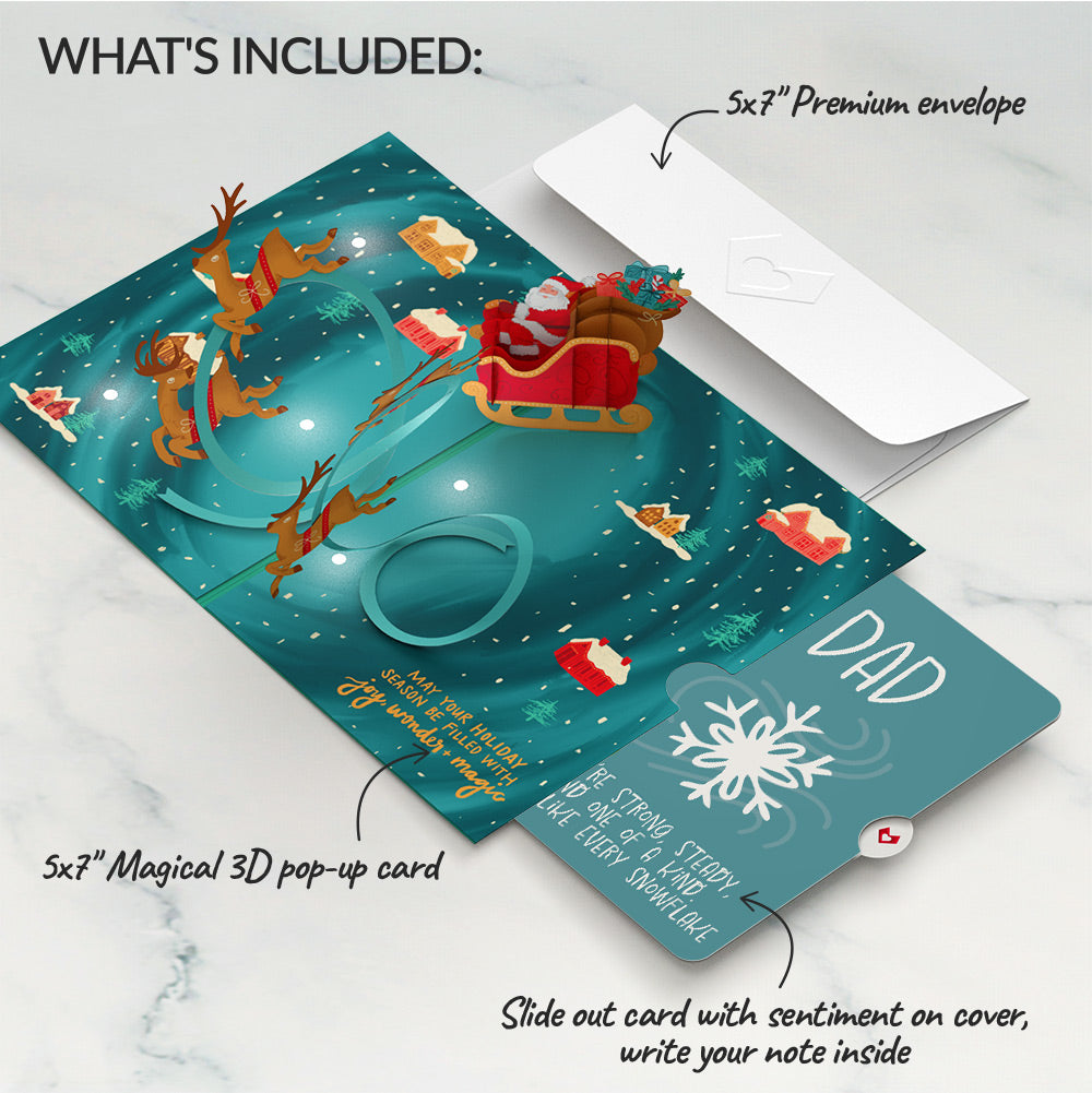 Magic of Christmas Santa's Sleigh Light-Up Pop-Up Card and Sentiment Set for Dad