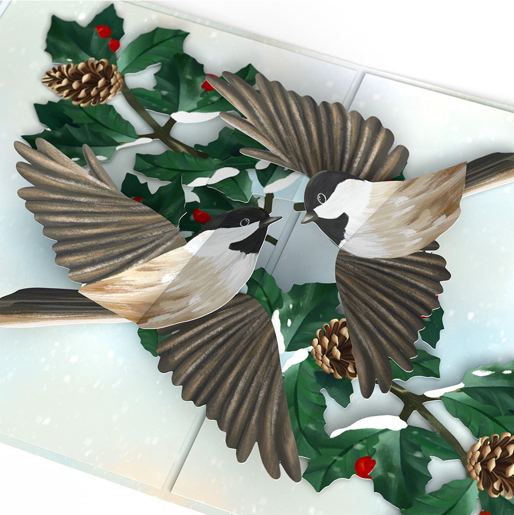 Winter Chickadees Pop-Up Card and Snowflake Christmas Sentiment Set for Son