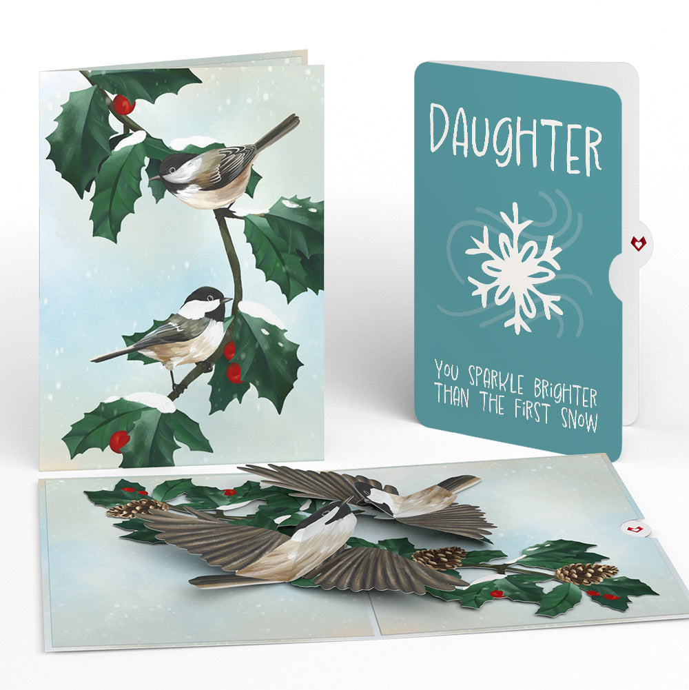 Winter Chickadees Pop-Up Card and Sentiment Set for Daughter