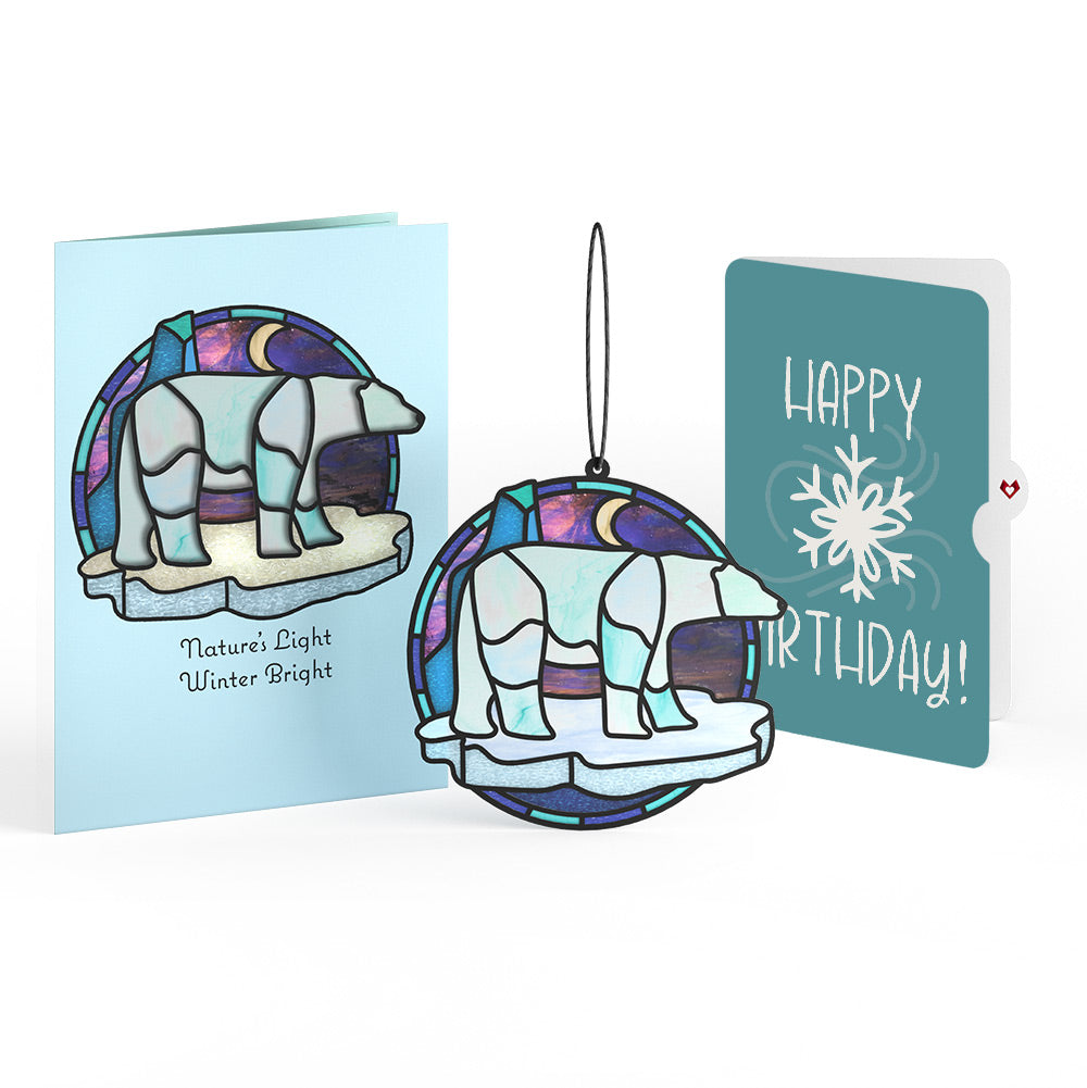 Nature's Light Polar Bear Birthday Suncatcher Card and Sentiment Set