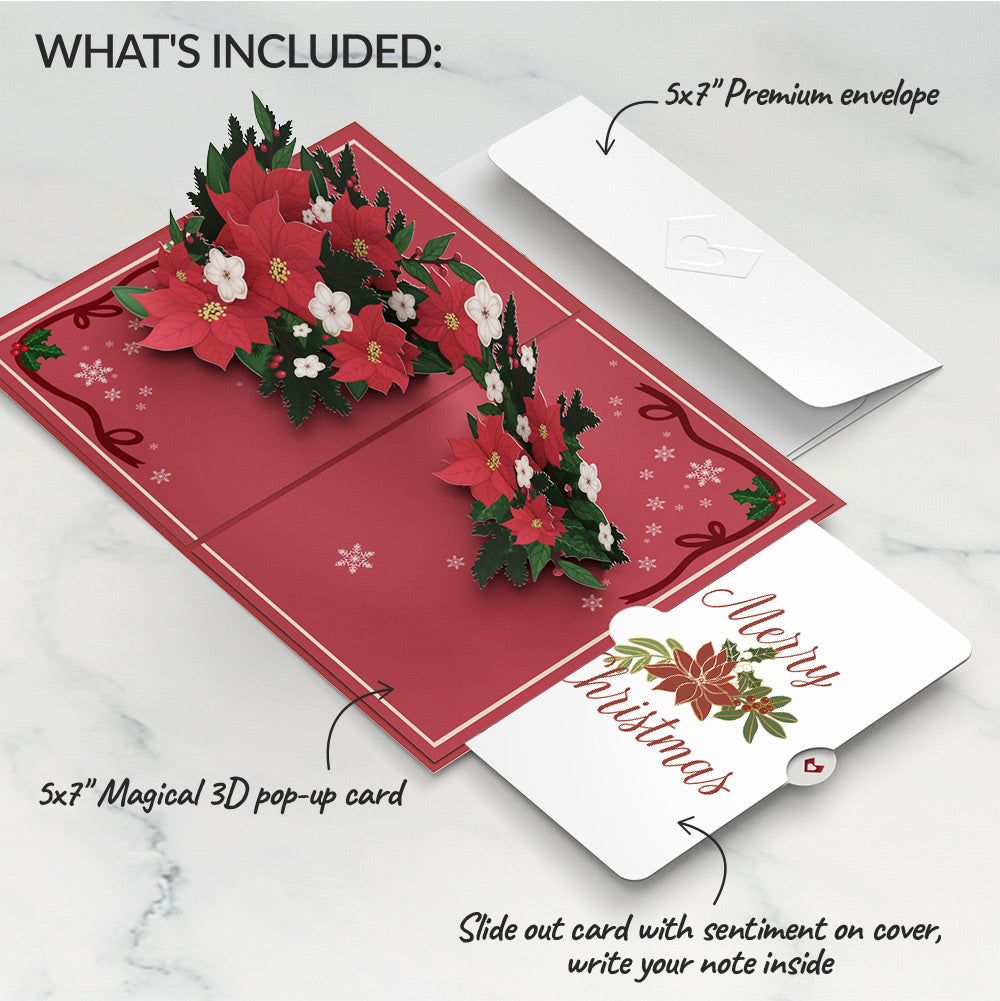 Poinsettia & Pine Pop-Up Card and Christmas Sentiment Set