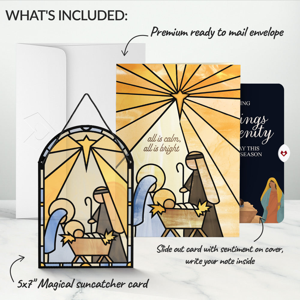 All Is Calm Nativity Christmas Suncatcher Card and Blessings & Serenity Sentiment Set