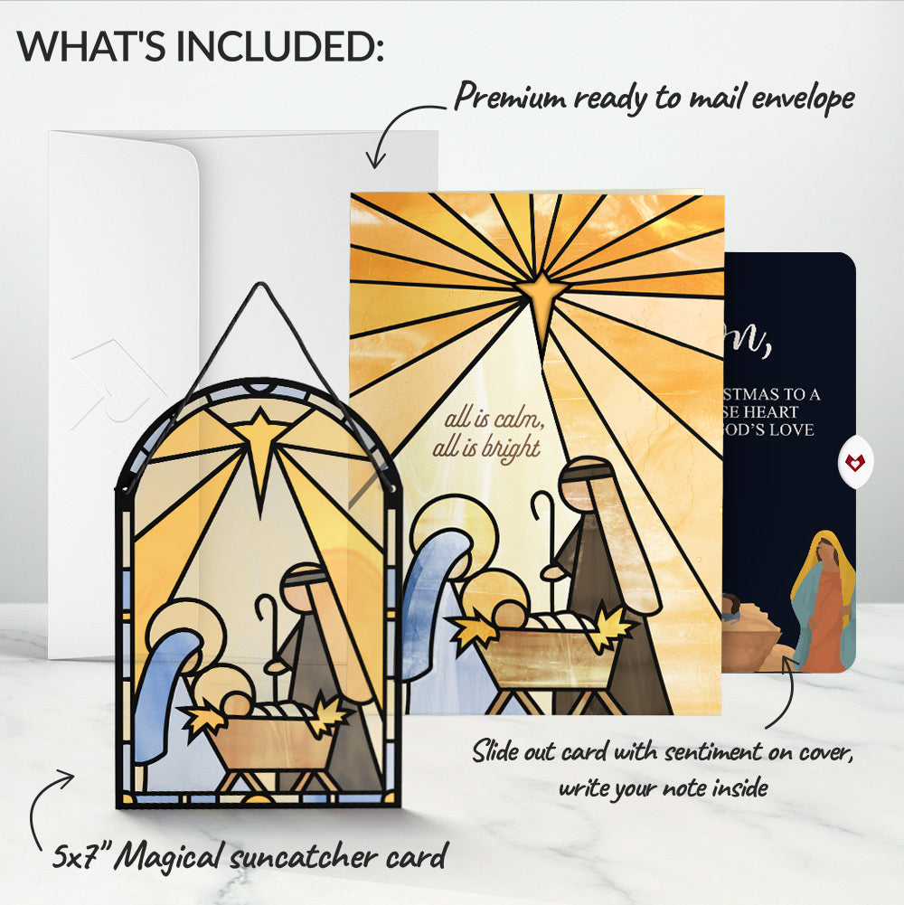 All Is Calm Nativity Christmas Suncatcher Card and Sentiment Set for Son