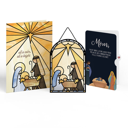 All Is Calm Nativity Christmas Suncatcher Card and Sentiment Set for Mom