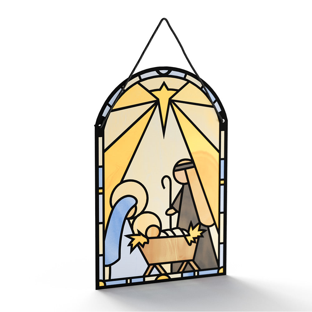 All Is Calm Nativity Christmas Suncatcher Card and Blessings Sentiment Set