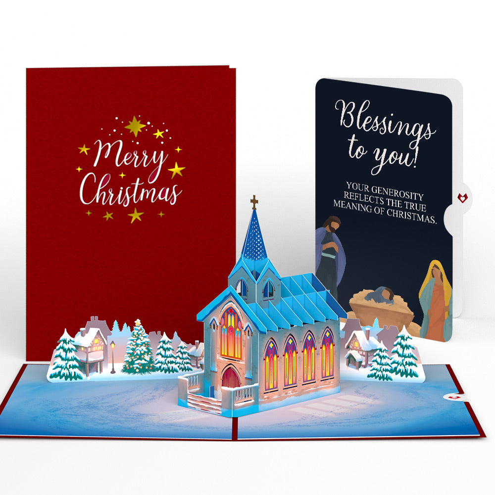 Stained Glass Christmas Chapel Pop-Up Card and Nativity Blessings Sentiment Set