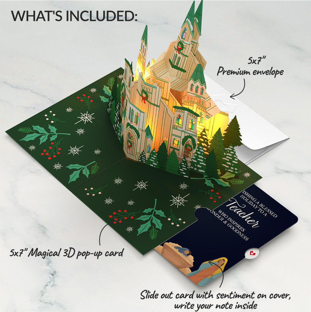 Let Heaven & Nature Sing Christmas Music and Lights Pop-Up Card and Sentiment Set for Teacher