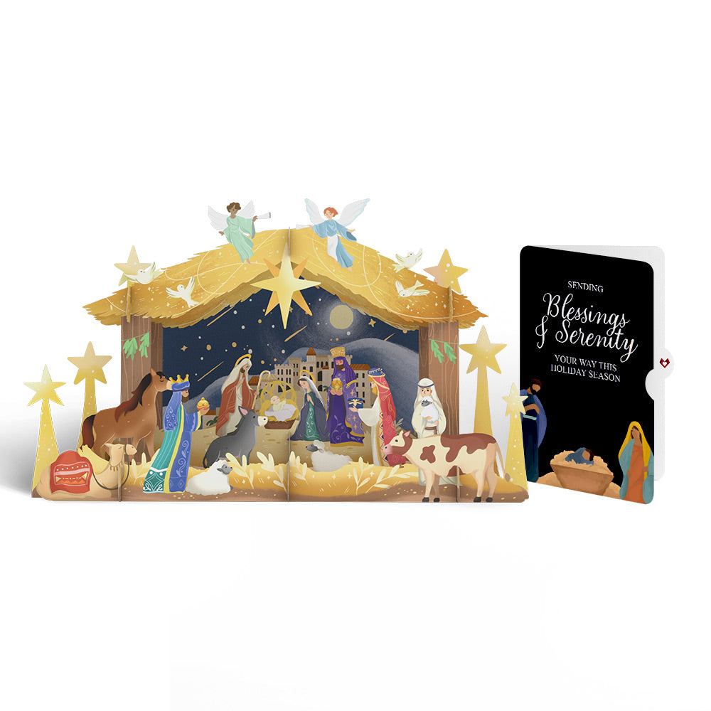 Nativity Christmas Giant Pop-Up Gift and Blessings & Serenity Sentiment Set