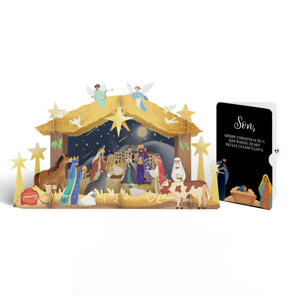Nativity Christmas Giant Pop-Up Gift and Sentiment Set for Son