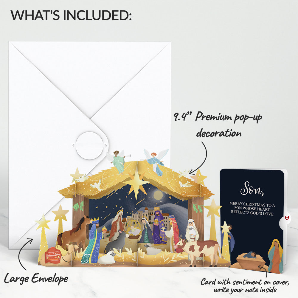 Nativity Christmas Giant Pop-Up Gift and Sentiment Set for Son