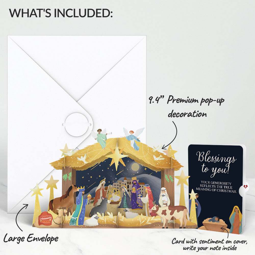 Nativity Christmas Giant Pop-Up Gift and Blessings Sentiment Set