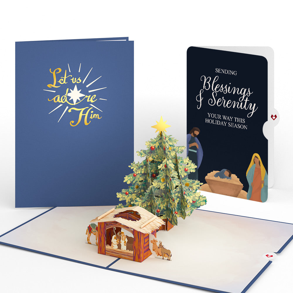 Nativity Christmas Tree Pop-Up Card and Blessings & Serenity Sentiment Set