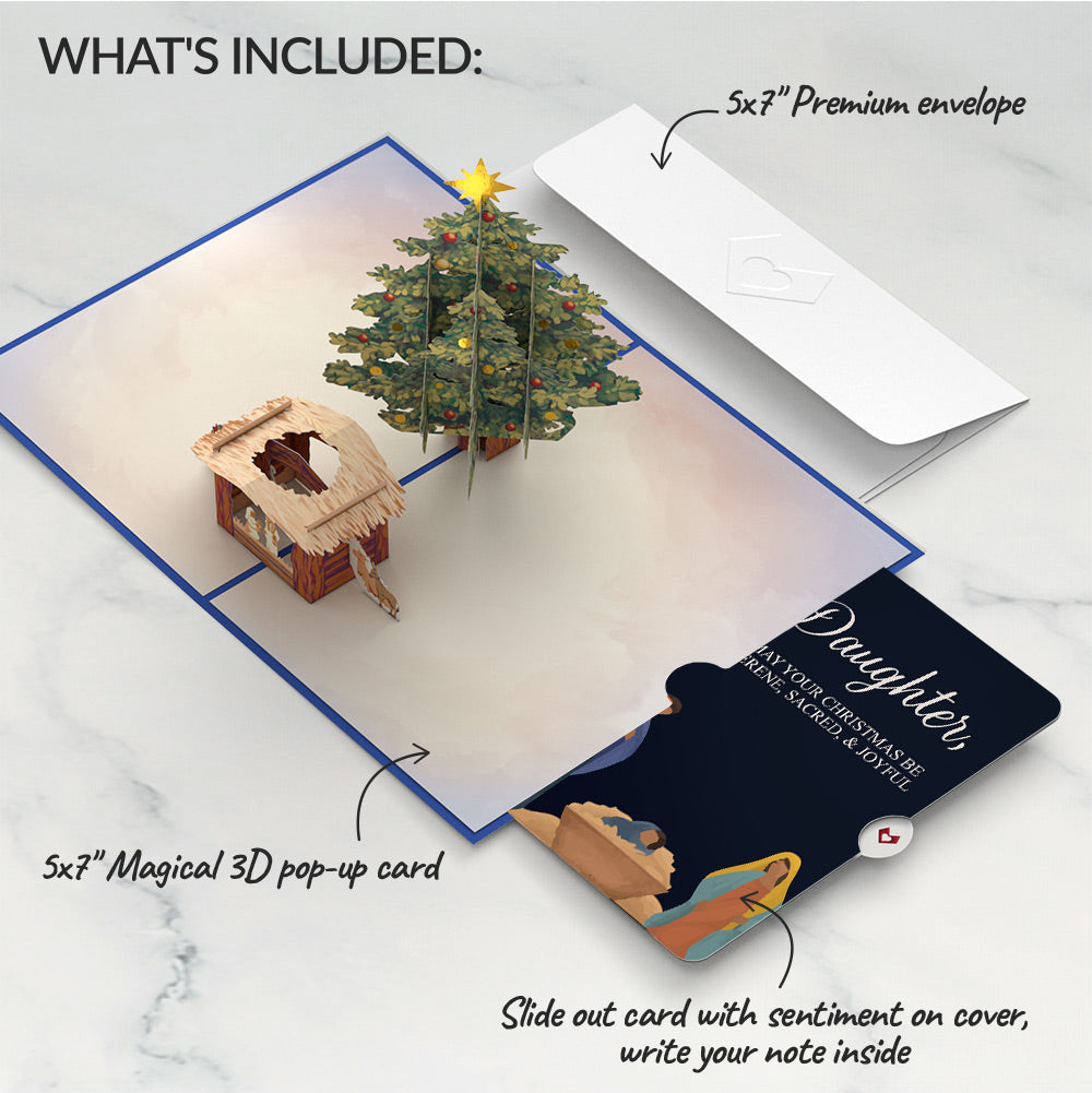 Nativity Christmas Tree Pop-Up Card and Sentiment Set for Daughter
