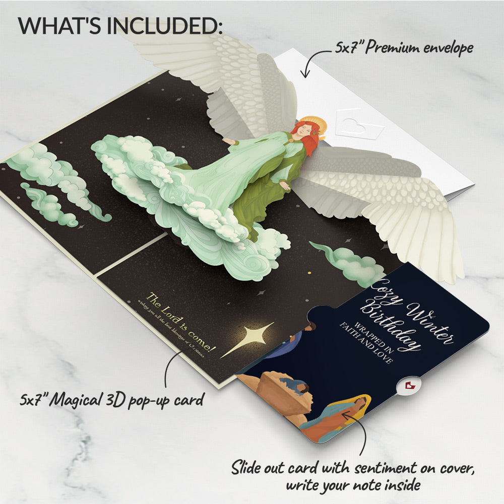 Joy to the World Christmas Angel Pop-Up Card and Birthday Sentiment Set