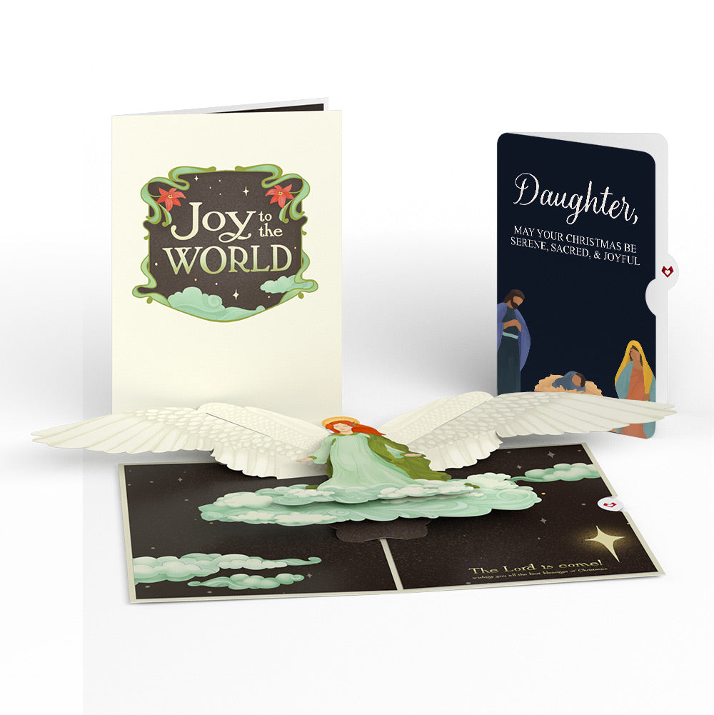 Joy to the World Christmas Angel Pop-Up Card and Sentiment Set for Daughter