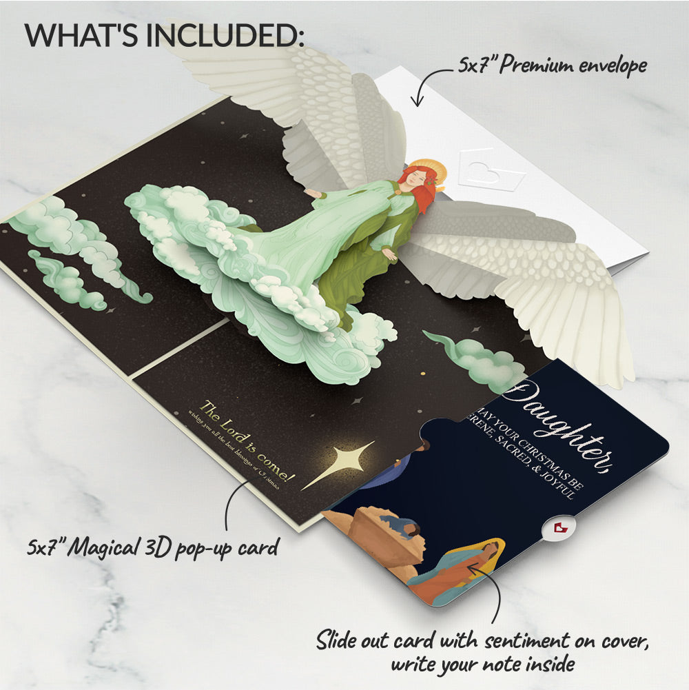 Joy to the World Christmas Angel Pop-Up Card and Sentiment Set for Daughter