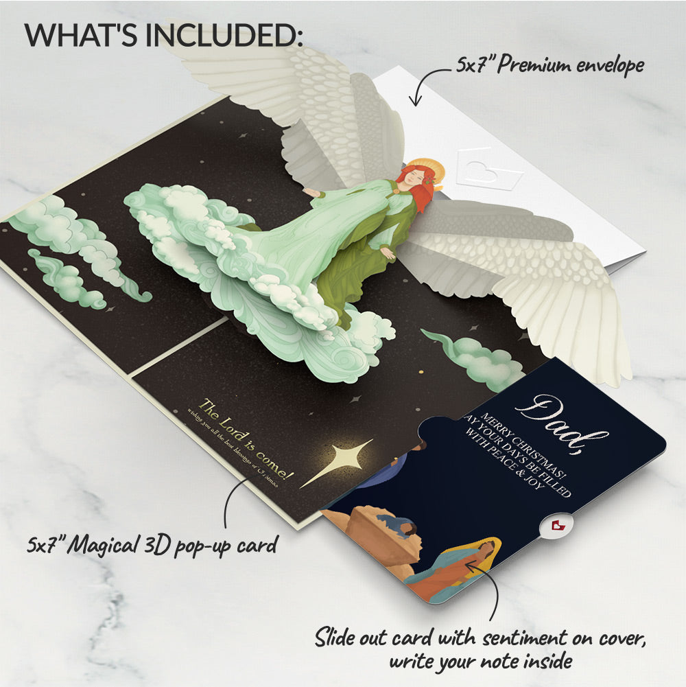 Joy to the World Christmas Angel Pop-Up Card and Sentiment Set for Dad