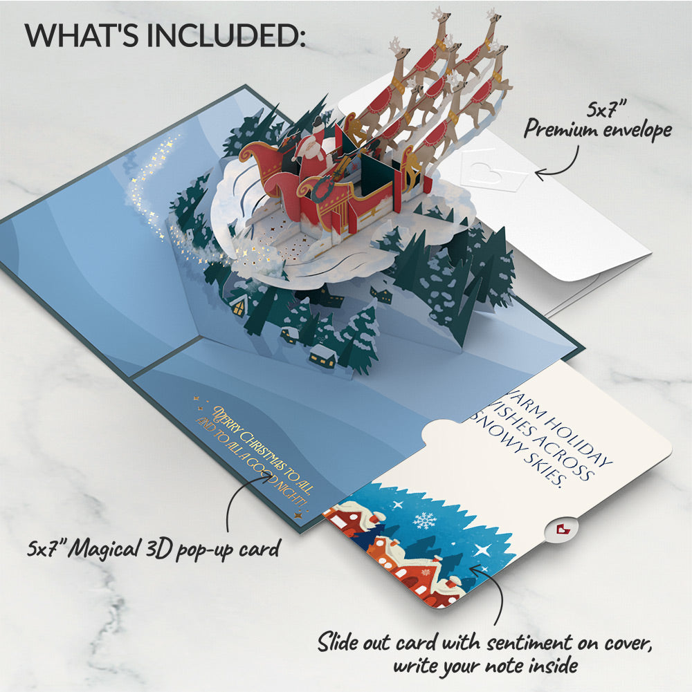 Night Sky Santa Sleigh Holiday Pop-Up Card and Sentiment Set