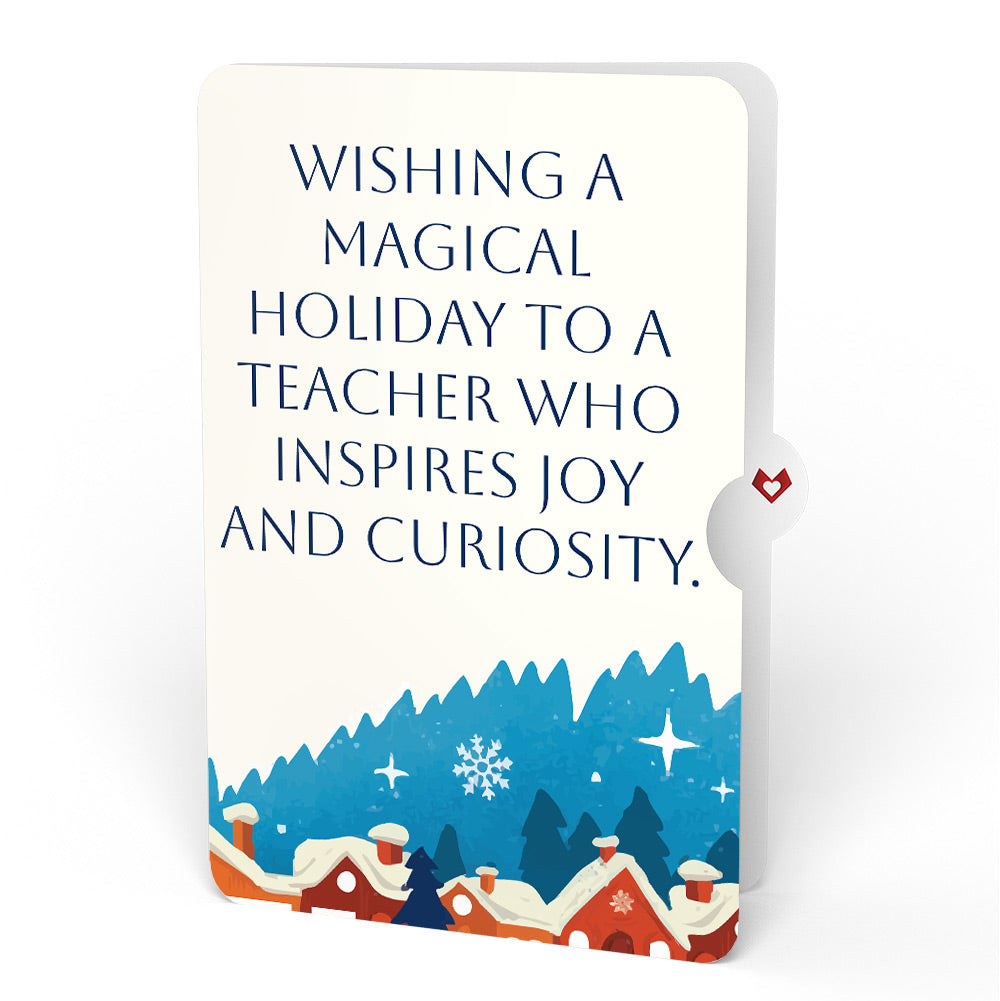 Night Sky Santa Sleigh Christmas Pop-Up Card and Snow Village Sentiment Set for Teacher