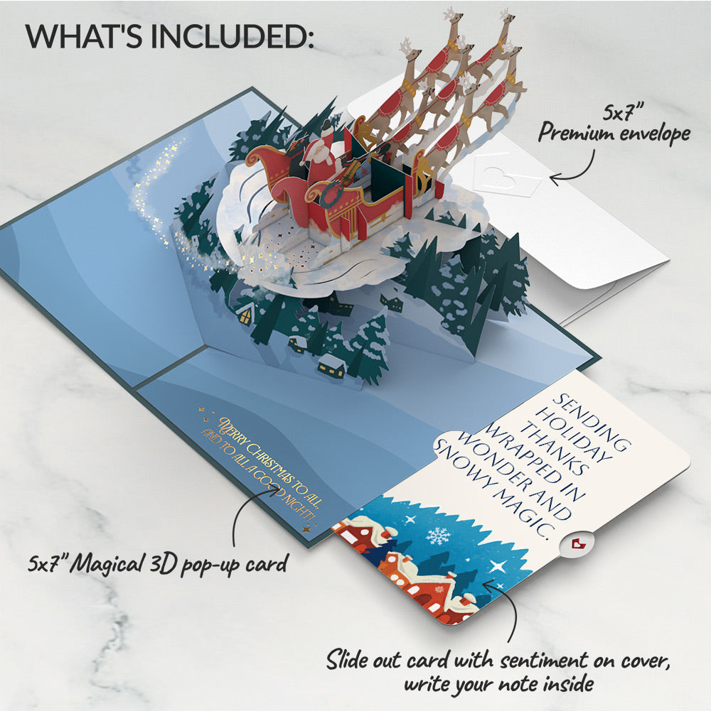 Night Sky Santa Sleigh Thank You Pop-Up Card and Snowy Magic Sentiment Set