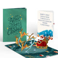 Magic of Christmas Santa's Sleigh Light-Up Pop-Up Card and Snow Village Sentiment Set for Baby
