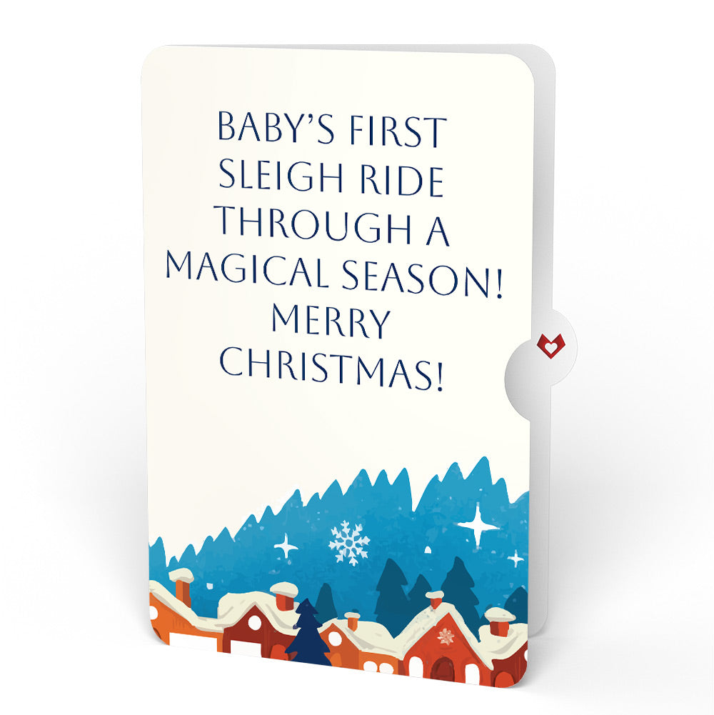 Christmas Eve Sleigh Ride Music and Lights Pop-Up Card and Snow Village Sentiment Set for Baby