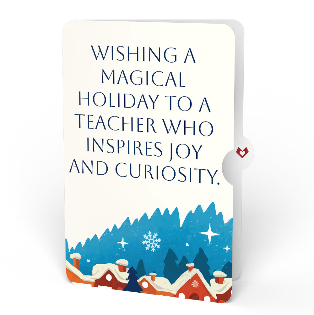 Christmas Eve Sleigh Ride Music and Lights Pop-Up Card and Snow Village Sentiment Set for Teacher