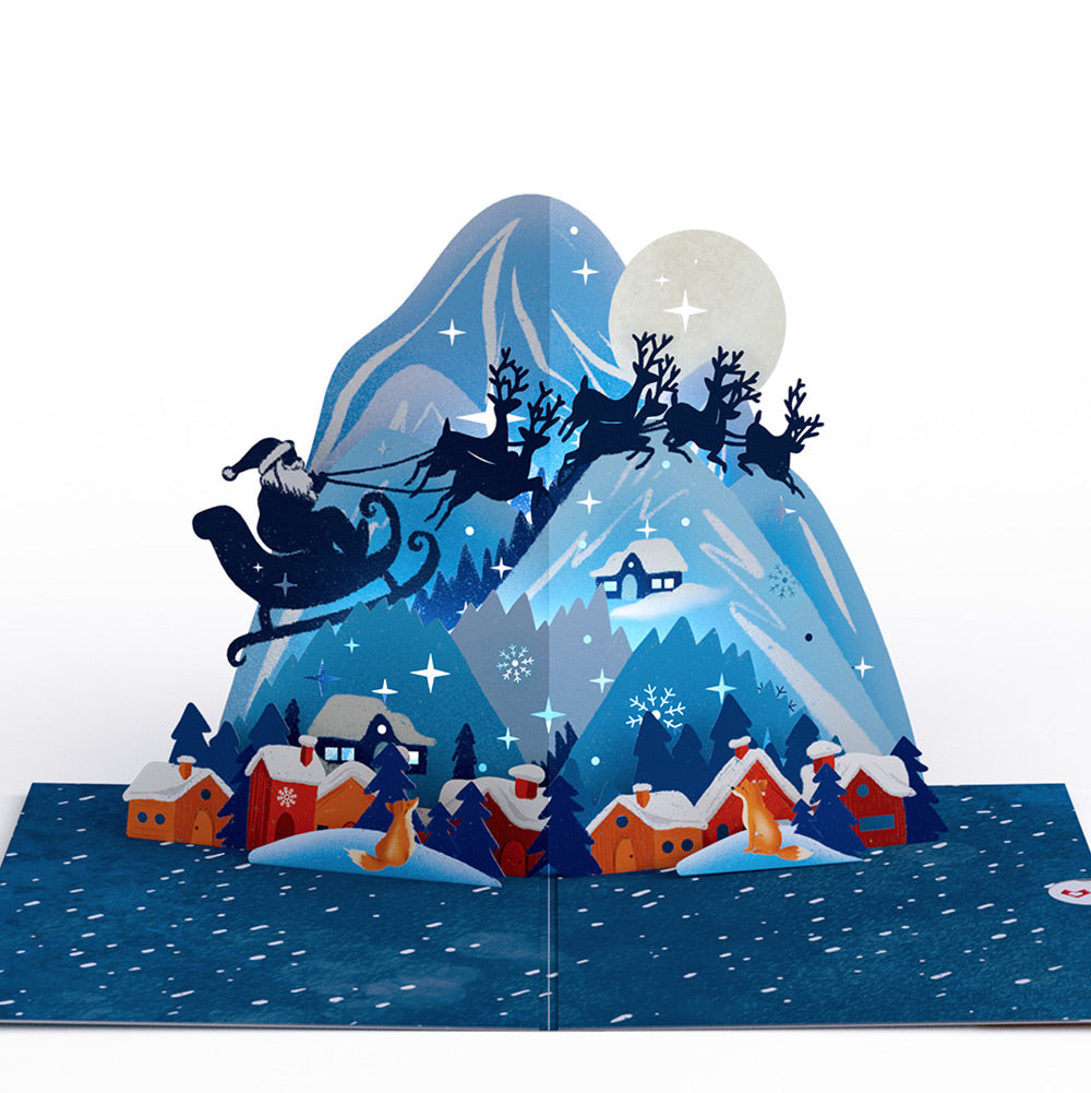 Christmas Eve Sleigh Ride Music and Lights Pop-Up Card and Snow Village Guiding Love Sentiment Set