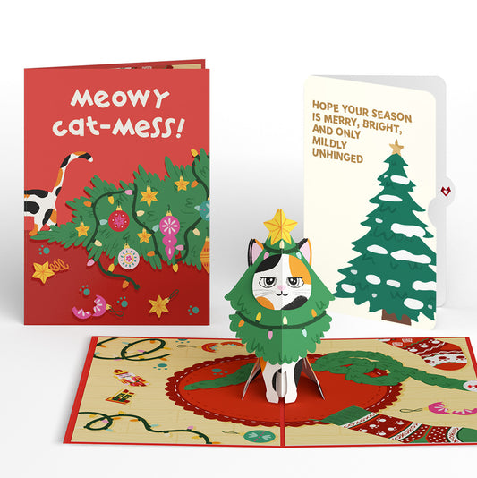 Meowy Cat-mess Christmas Pop-Up Card and Blessing Tree Sentiment Set