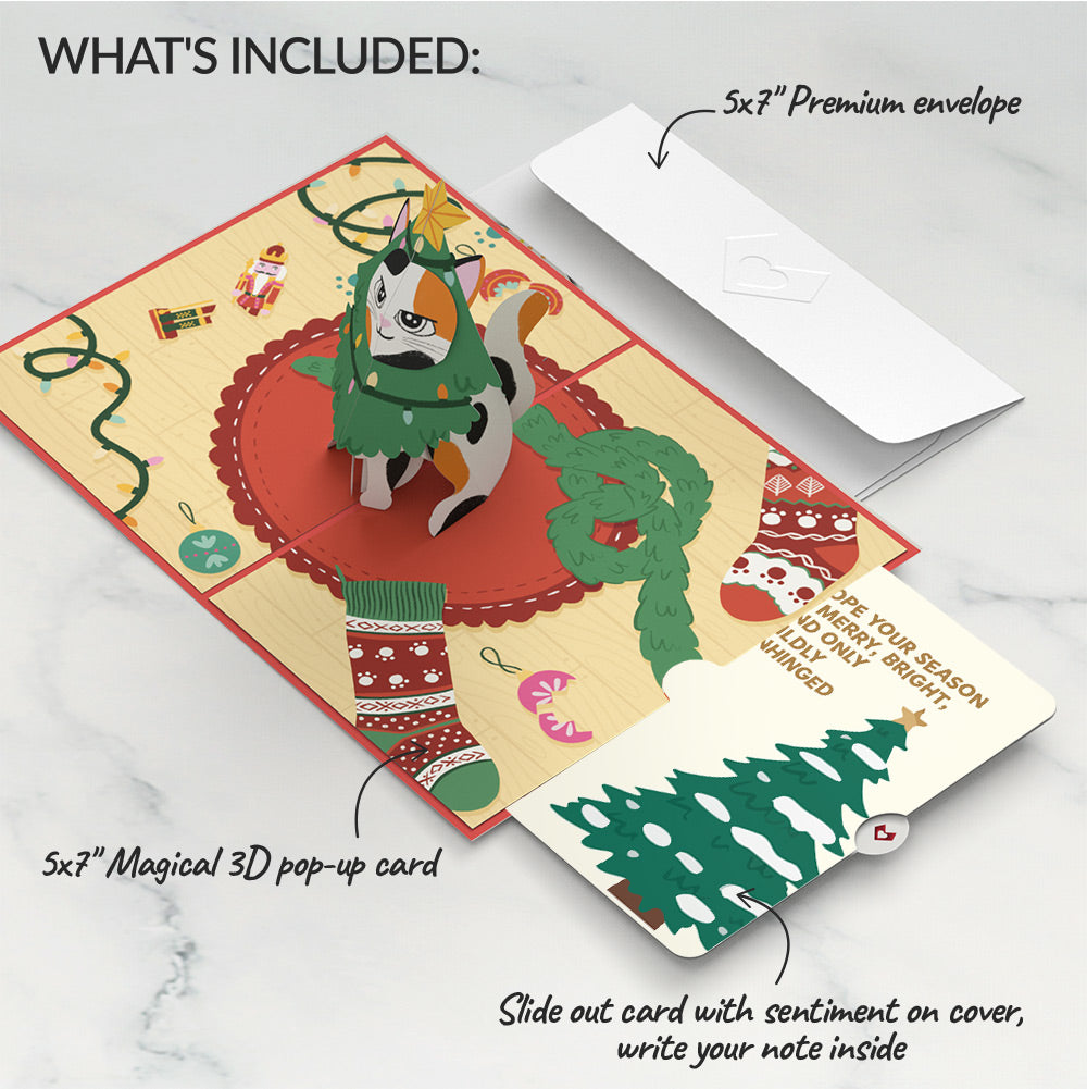 Meowy Cat-mess Christmas Pop-Up Card and Blessing Tree Sentiment Set