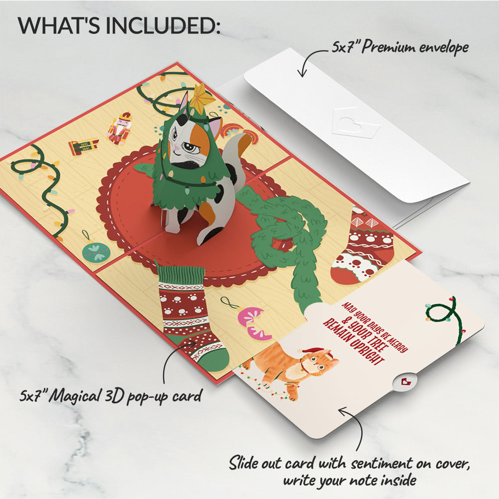 Meowy Cat-mess Christmas Pop-Up Card and Funny Sentiment Set