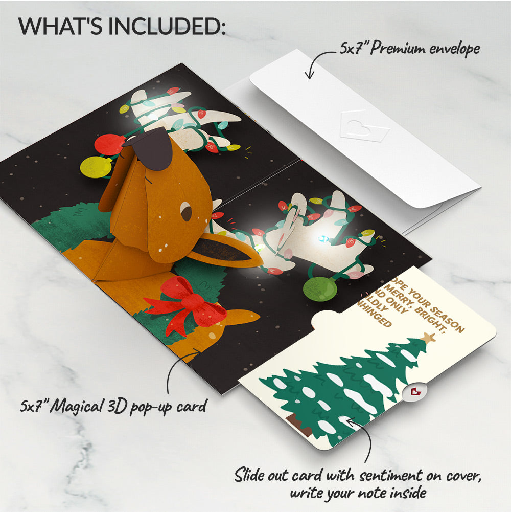 All Is Bright Holiday Reindeer Light-Up Pop-Up Card and Blessing Tree Sentiment Set