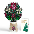 Poinsettia Shimmer Christmas Suncatcher Bouquet and Funny Tree Sentiment Set