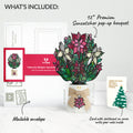 Poinsettia Shimmer Christmas Suncatcher Bouquet and Funny Tree Sentiment Set