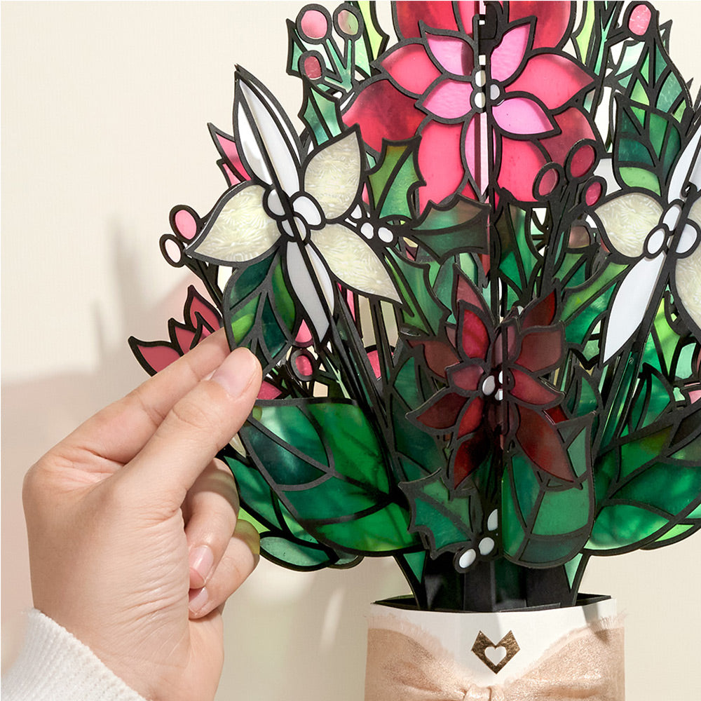 Poinsettia Shimmer Christmas Suncatcher Bouquet and Blessing Tree Sentiment Set