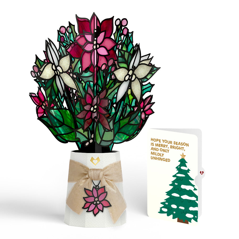 Poinsettia Shimmer Christmas Suncatcher Bouquet and Blessing Tree Sentiment Set