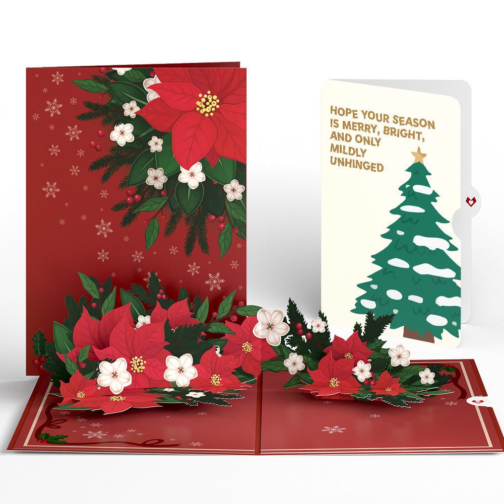 Poinsettia & Pine Christmas Pop-Up Card and Blessing Tree Sentiment Set