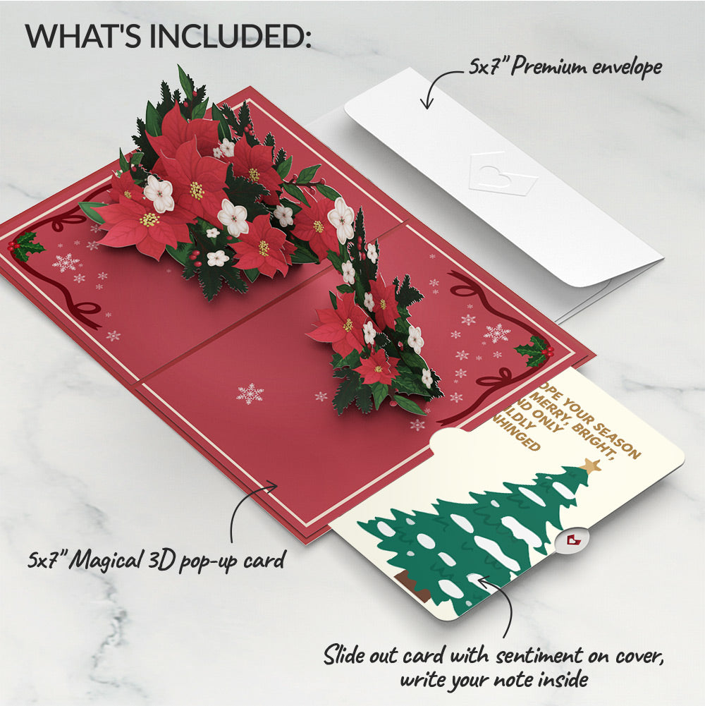 Poinsettia & Pine Christmas Pop-Up Card and Blessing Tree Sentiment Set