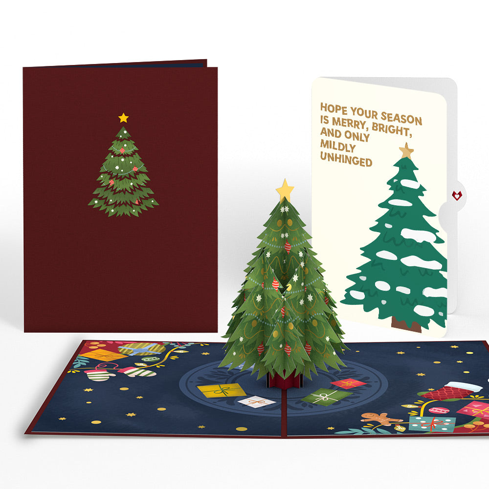 Festive Christmas Tree Pop-Up Card and Blessing Sentiment Set