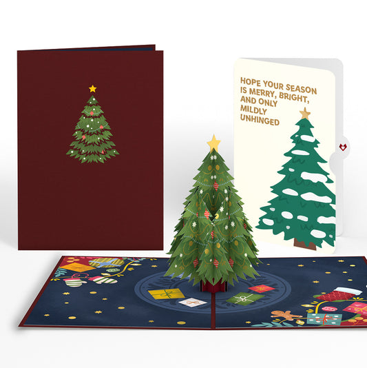 Festive Christmas Tree Pop-Up Card and Blessing Sentiment Set