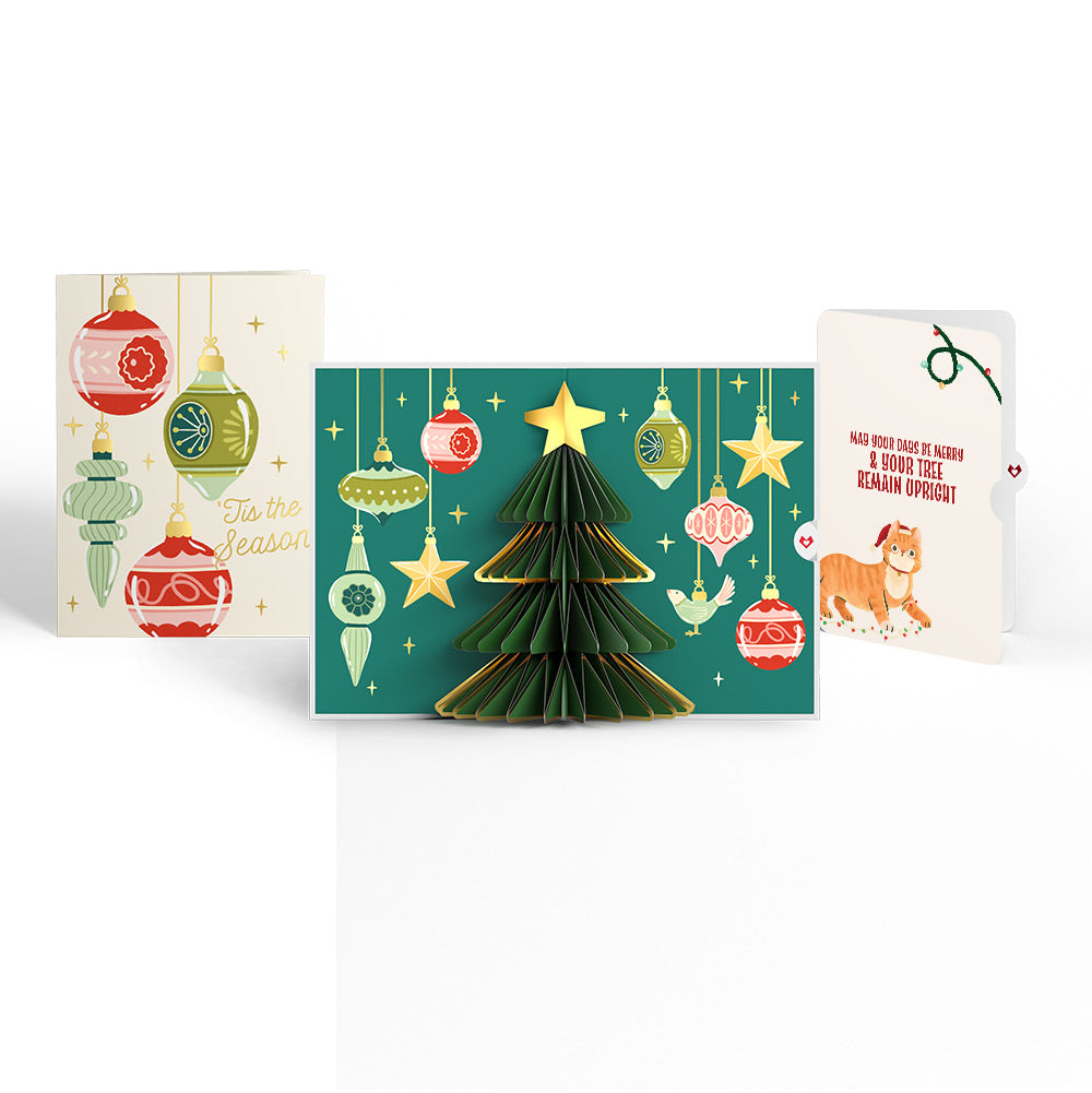 Tis the Season Christmas Tree Pop-Up Card and Funny Cat Sentiment Set