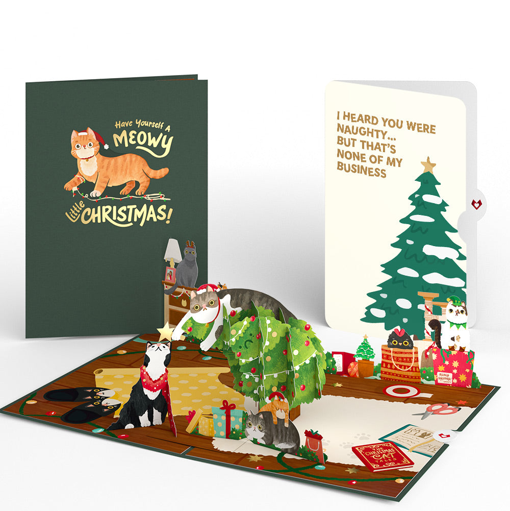 Meowy Little Christmas Cats Pop-Up Card and Funny Tree Sentiment Set