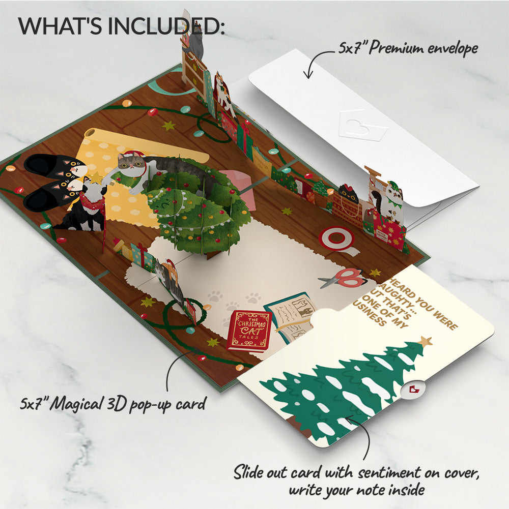 Meowy Little Christmas Cats Pop-Up Card and Funny Tree Sentiment Set