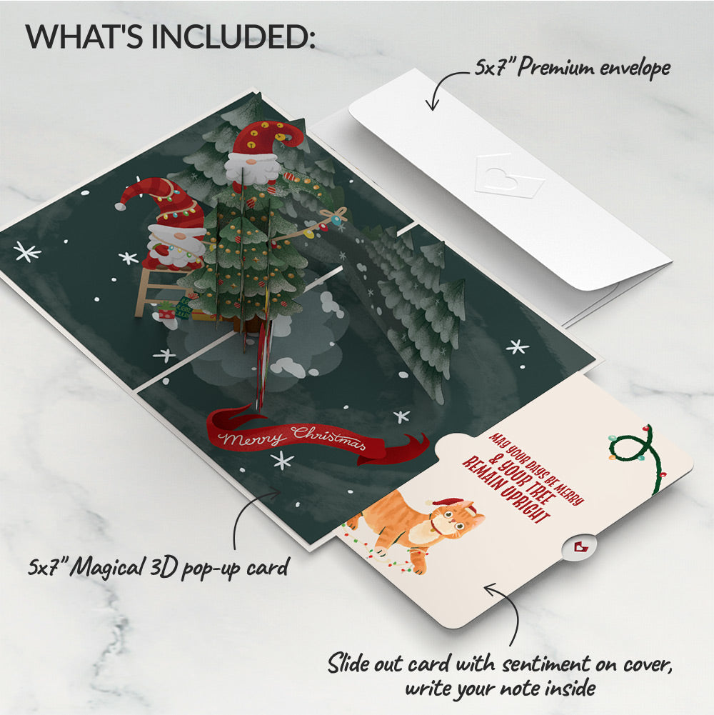 Christmas Gnomes Pop-Up Card and Funny Cat Sentiment Set