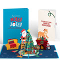 Santa Decorating a Christmas Tree Pop-Up Card and Funny Cat Sentiment Set