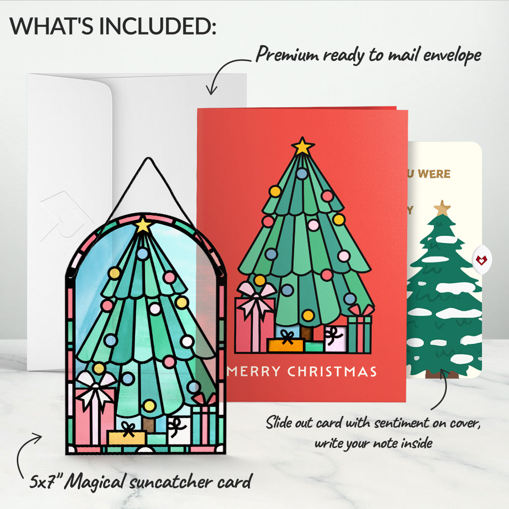Merry Christmas Tree Suncatcher Card and Funny Sentiment Set