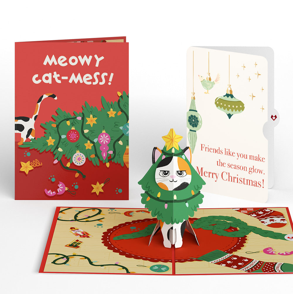 Meowy Cat-mess Christmas Pop-Up Card and Sentiment Set for Friend – Lovepop