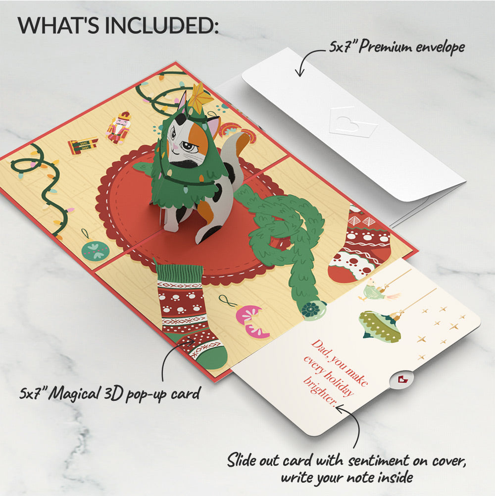 Meowy Cat-mess Christmas Pop-Up Card and Sentiment Set for Dad